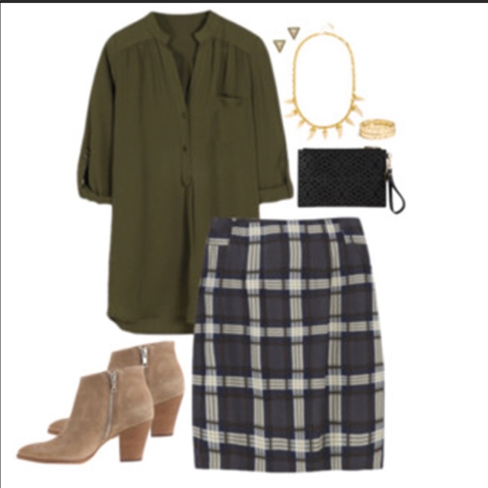 NWT 41 Hawthorn Jordanne Flat Front Tartan Plaid Pattern Classic A-line …